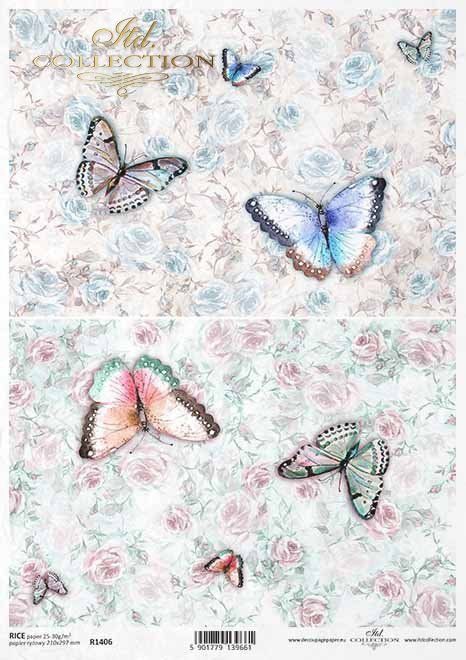 Papier de Riz Papillons romantiques R1406