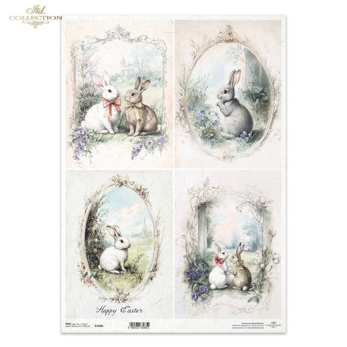 Papier de Riz Lapins Happy Easter R1408L