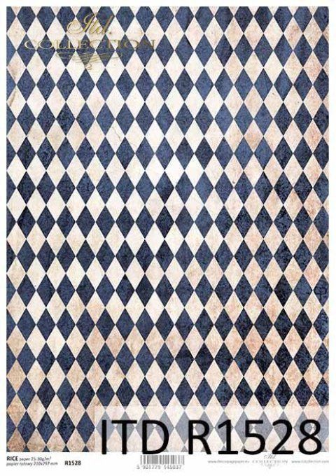 Papier de Riz Arlequin bleu R1528
