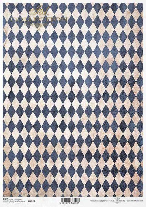 Papier de Riz Arlequin bleu R1528