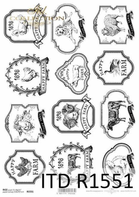Papier de Riz Ornements de la Ferme R1551
