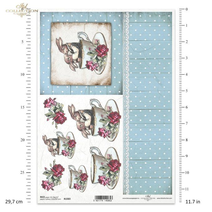 Papier de Riz Couple lapins Shabby R1583