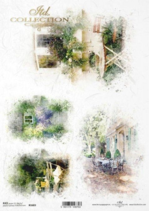 Papier de Riz Aquarelle Pause au jardin R1603