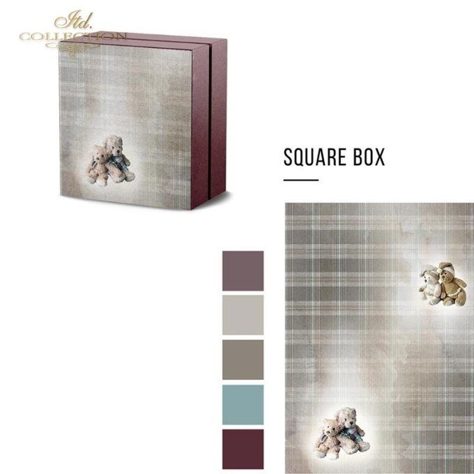 Papier de Riz Ours en Peluche Fond écossais R1645