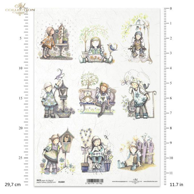 Papier de Riz Petite fille au jardin R1680