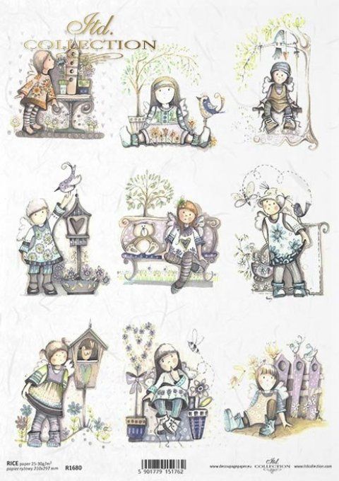 Papier de Riz Petite fille au jardin R1680