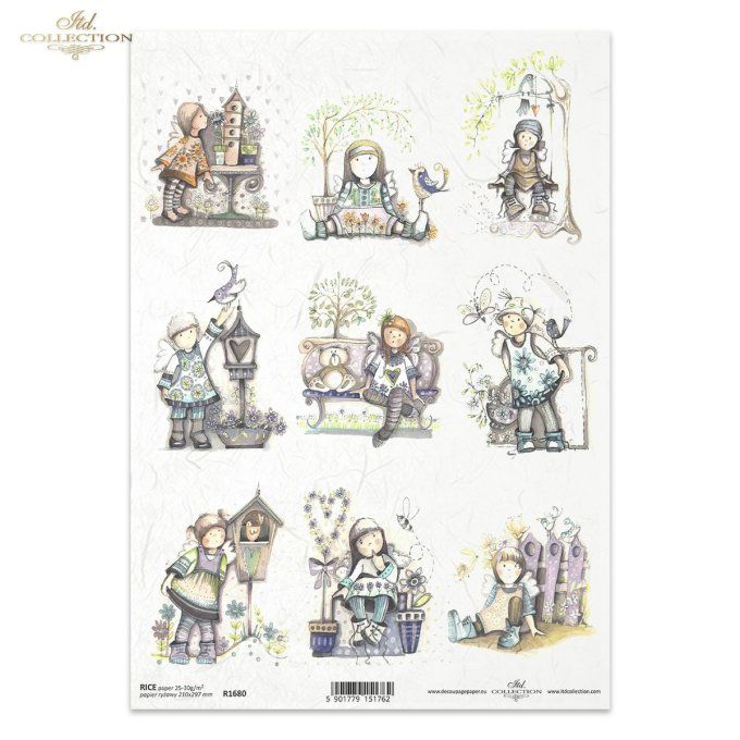 Papier de Riz Petite fille au jardin R1680