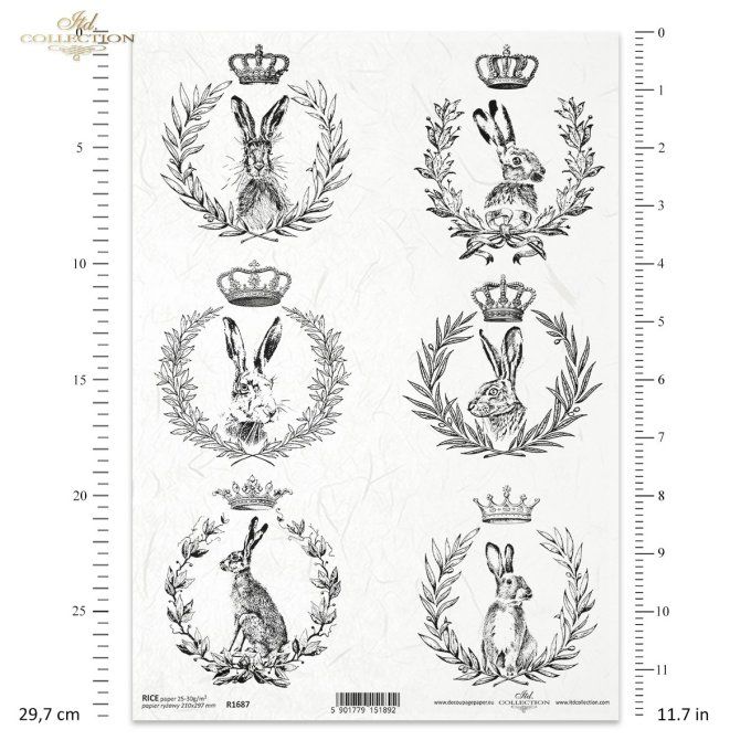 Papier de Riz Lapins Couronnés R1687