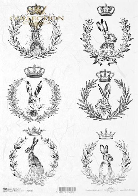 Papier de Riz Lapins Couronnés R1687