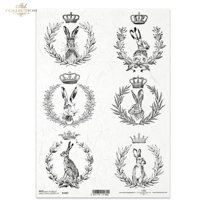 Papier de Riz Lapins Couronnés R1687
