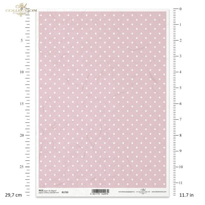 Papier de Riz Petits pois Fond Rose R1720