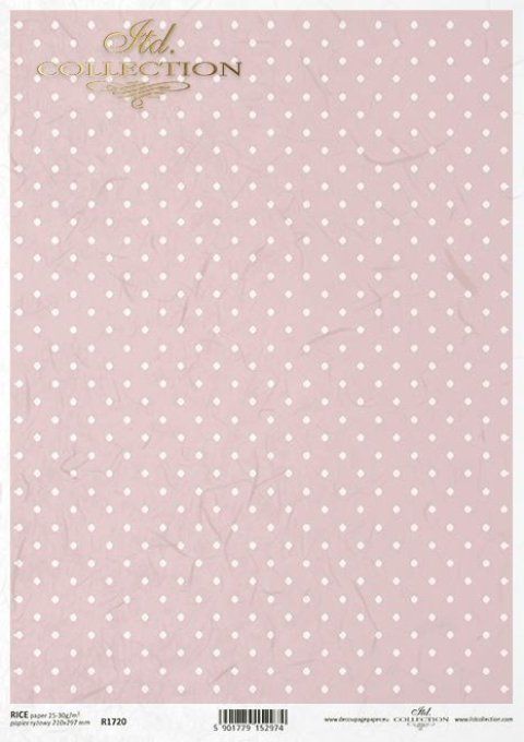 Papier de Riz Petits pois Fond Rose R1720
