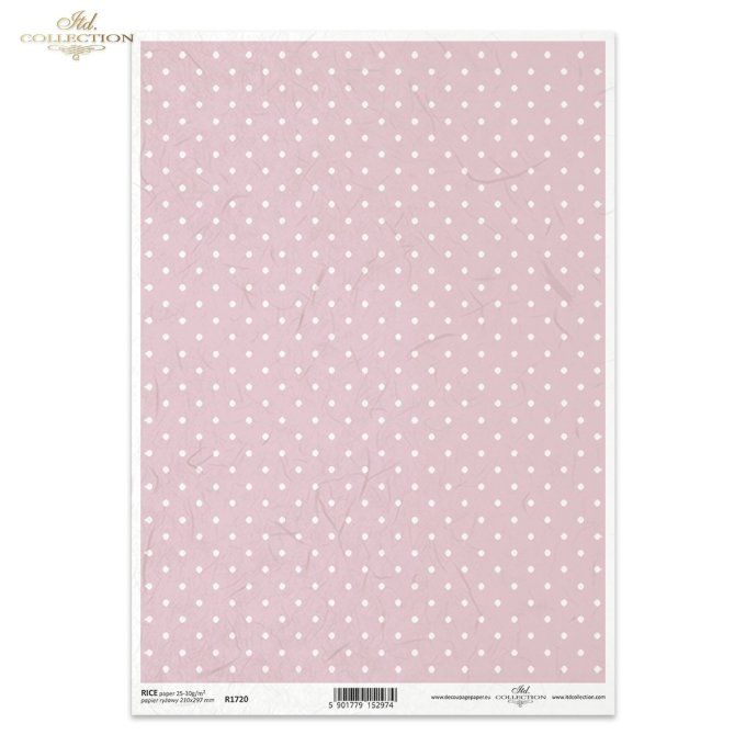 Papier de Riz Petits pois Fond Rose R1720
