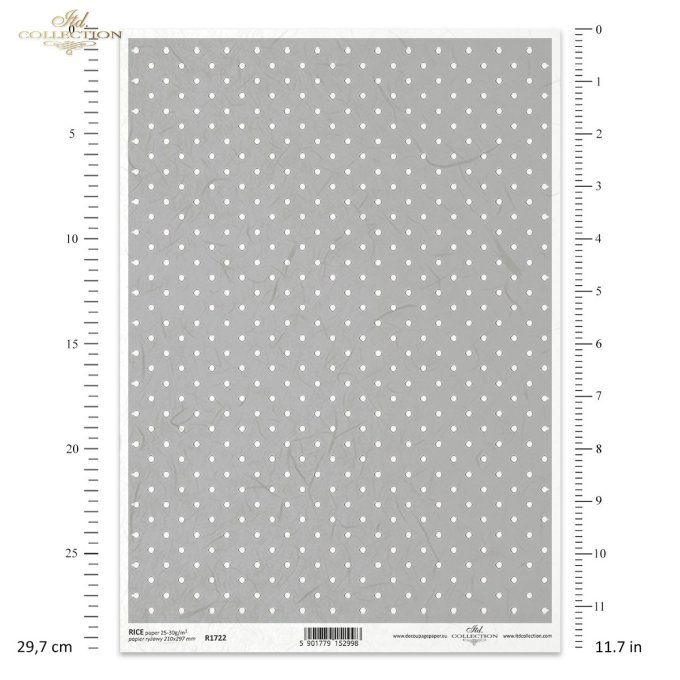 Papier de Riz Petits pois Fond Gris R1722