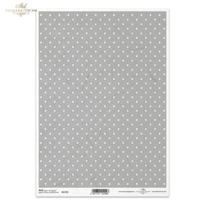 Papier de Riz Petits pois Fond Gris R1722