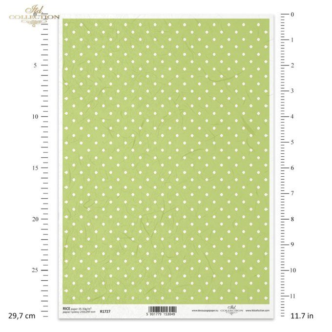 Papier de Riz Petits pois Fond Vert R1727