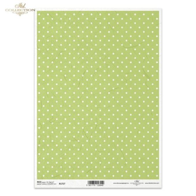 Papier de Riz Petits pois Fond Vert R1727