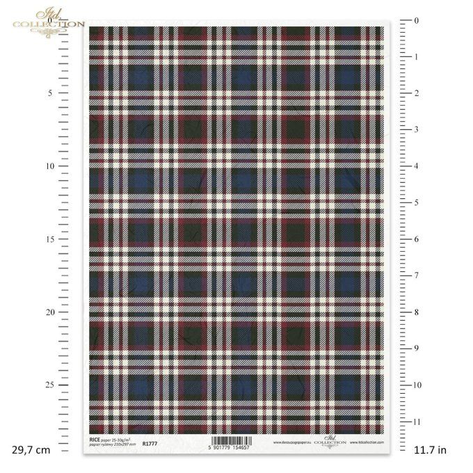 Papier de Riz Tartan Marine et Bordeaux R1777