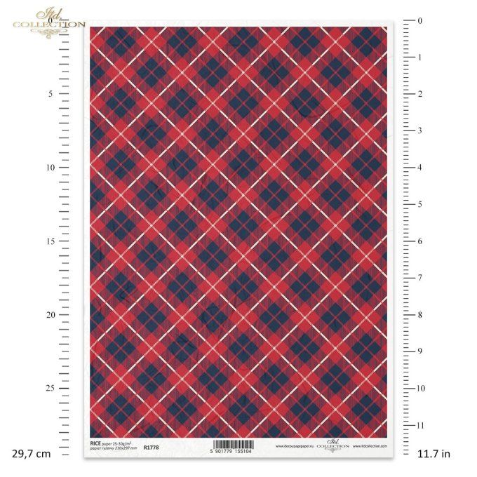 Papier de Riz Ecossais Rouge et Marine R1778