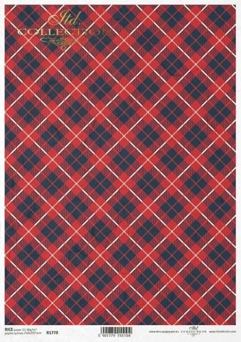 Papier de Riz Ecossais Rouge et Marine R1778