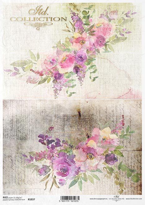 Papier de Riz Douceur de roses aquarelle R1837
