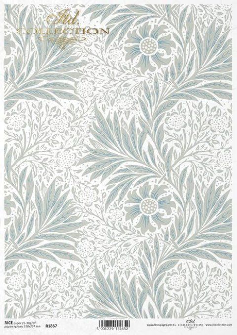 Papier de Riz Motif Inspiration William Morris Marigold Blue R1867