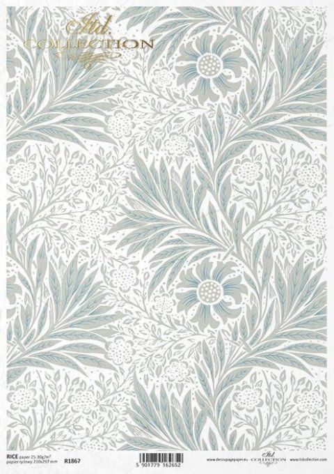 Papier de Riz Motif Inspiration William Morris Marigold Blue R1867