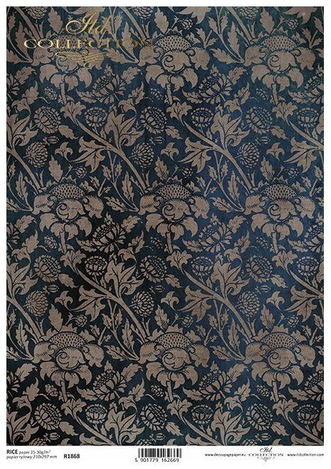 Papier de Riz Inspiration William Morris Fleurs sauvages R1868