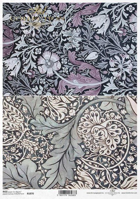 Papier de Riz Inspiration William Morris Les mauves R1870