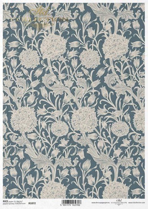 Papier de Riz Inspiration William Morris Bleu Nuit R1872