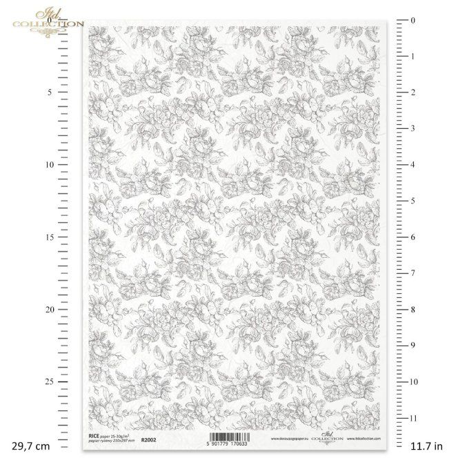 Papier de Riz Papier peint shabby gris R2002