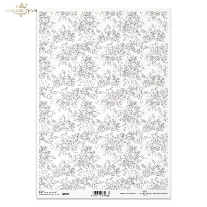 Papier de Riz Papier peint shabby gris R2002