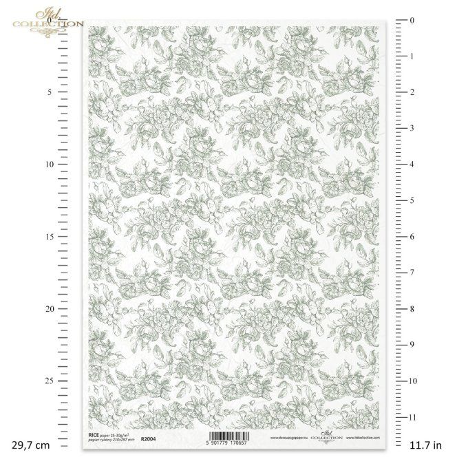 Papier de Riz Papier peint shabby vert R2004