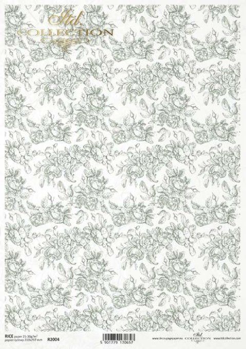 Papier de Riz Papier peint shabby vert R2004