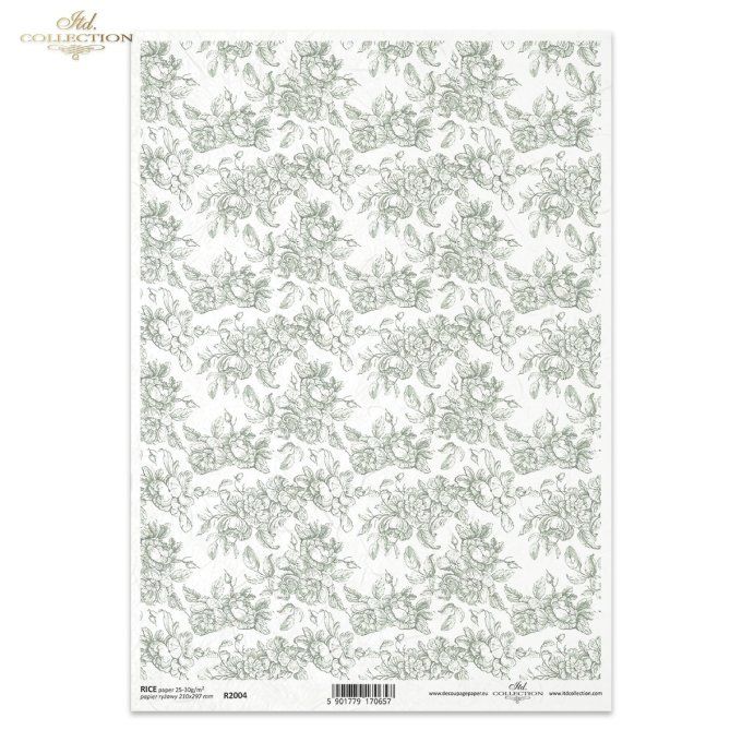 Papier de Riz Papier peint shabby vert R2004