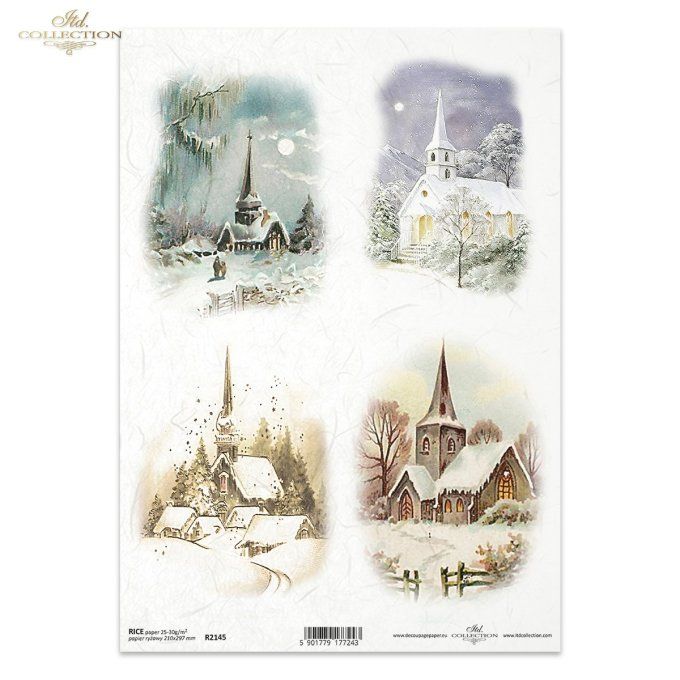 Papier de Riz Clocher sous la neige  R2145