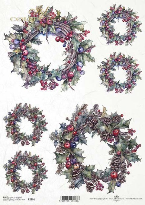 Papier de Riz Grandes Couronnes Houx R2291