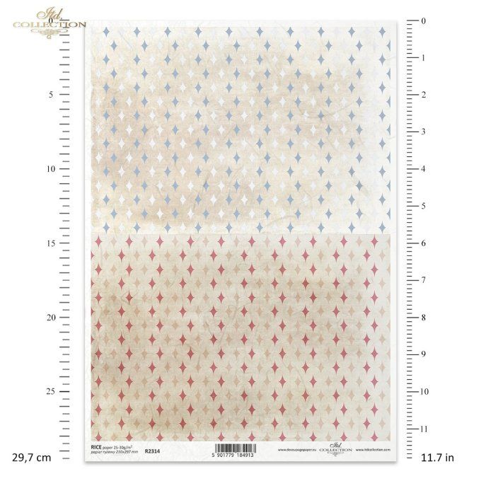 Papier de Riz Fond étoiles Bleues et Rouges R2314