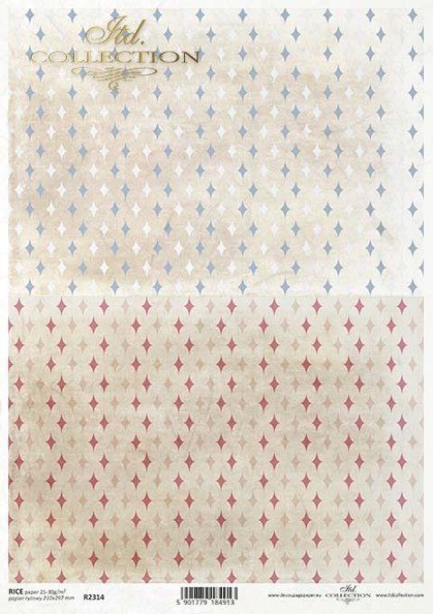 Papier de Riz Fond étoiles Bleues et Rouges R2314