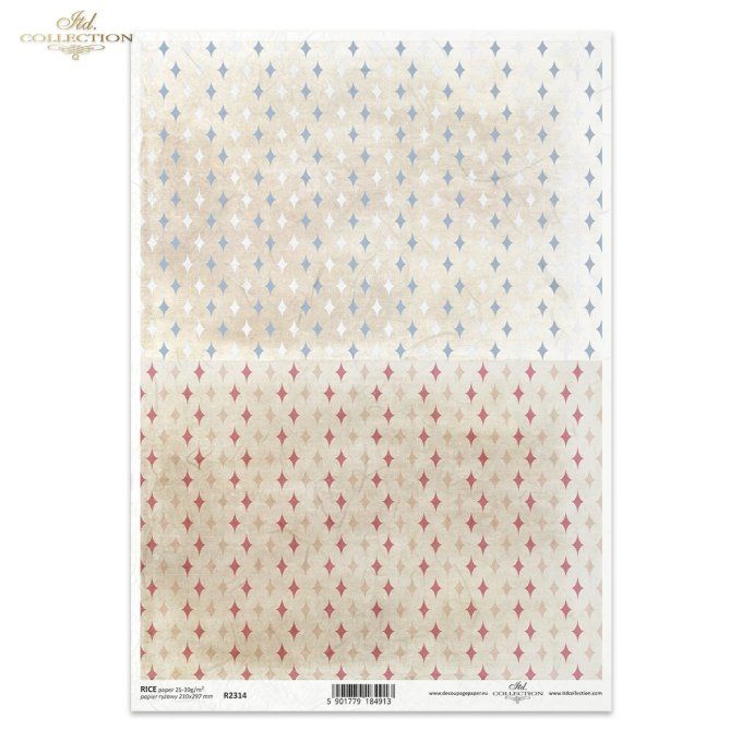 Papier de Riz Fond étoiles Bleues et Rouges R2314