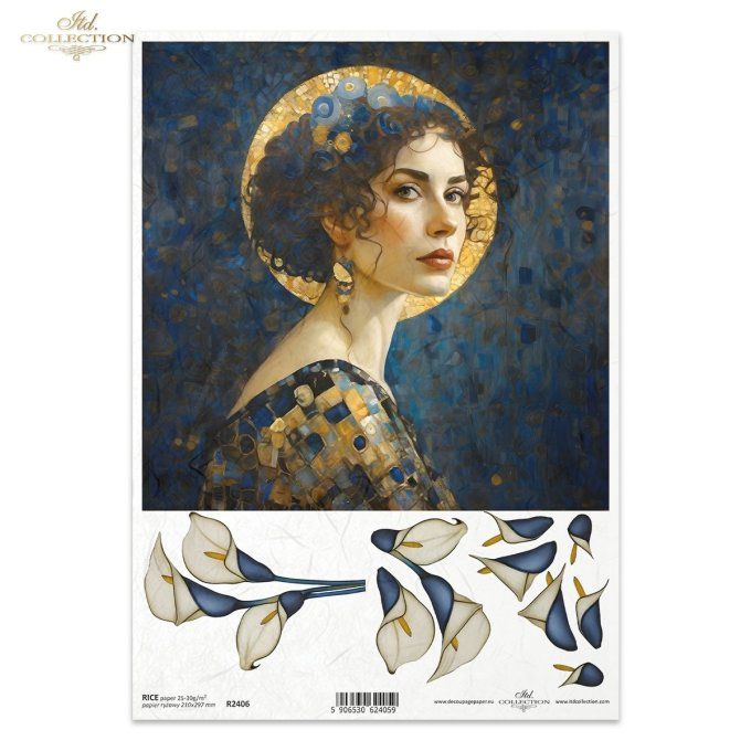 Papier de Riz Femme façon Klimt Arum R2406