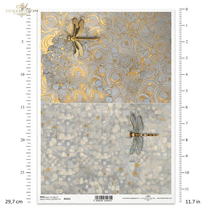 Papier de Riz Art Nouveau Libellules R2412