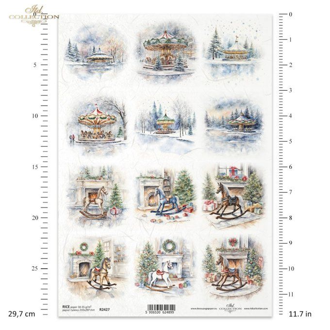 Papier de Riz Carrousels et petits chevaux R2427