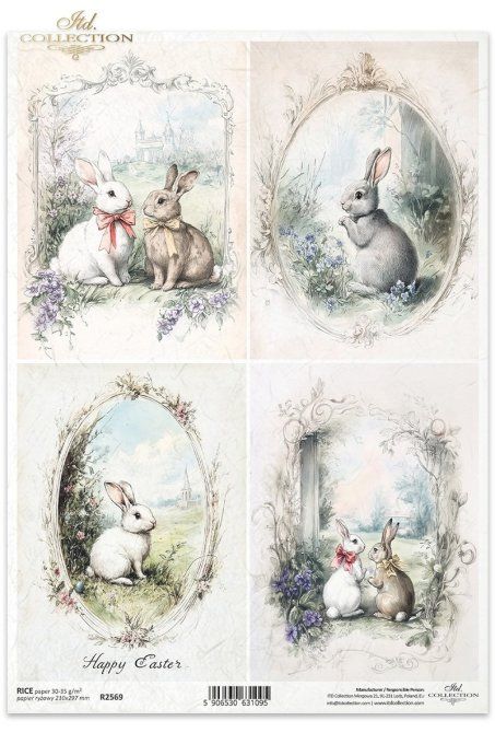 Papier de Riz Lapins Happy Easter R2569
