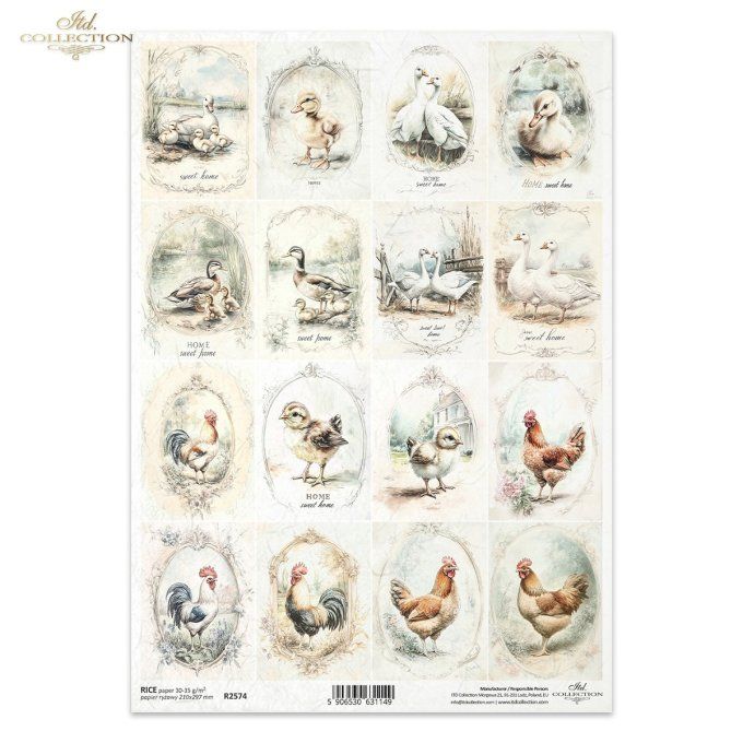 Papier de Riz Etiquettes Les Animaux de la Ferme R2574