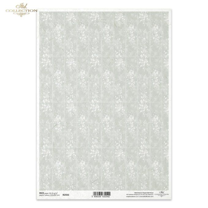 Papier de Riz Papier peint fond floral gris R2592
