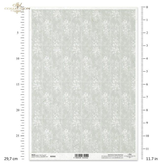 Papier de Riz Papier peint fond floral gris R2592