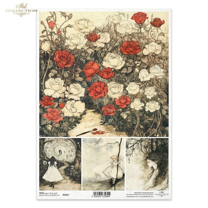 Papier de Riz Au pays des roses R2627