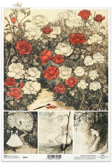 Papier de Riz Au pays des roses R2627
