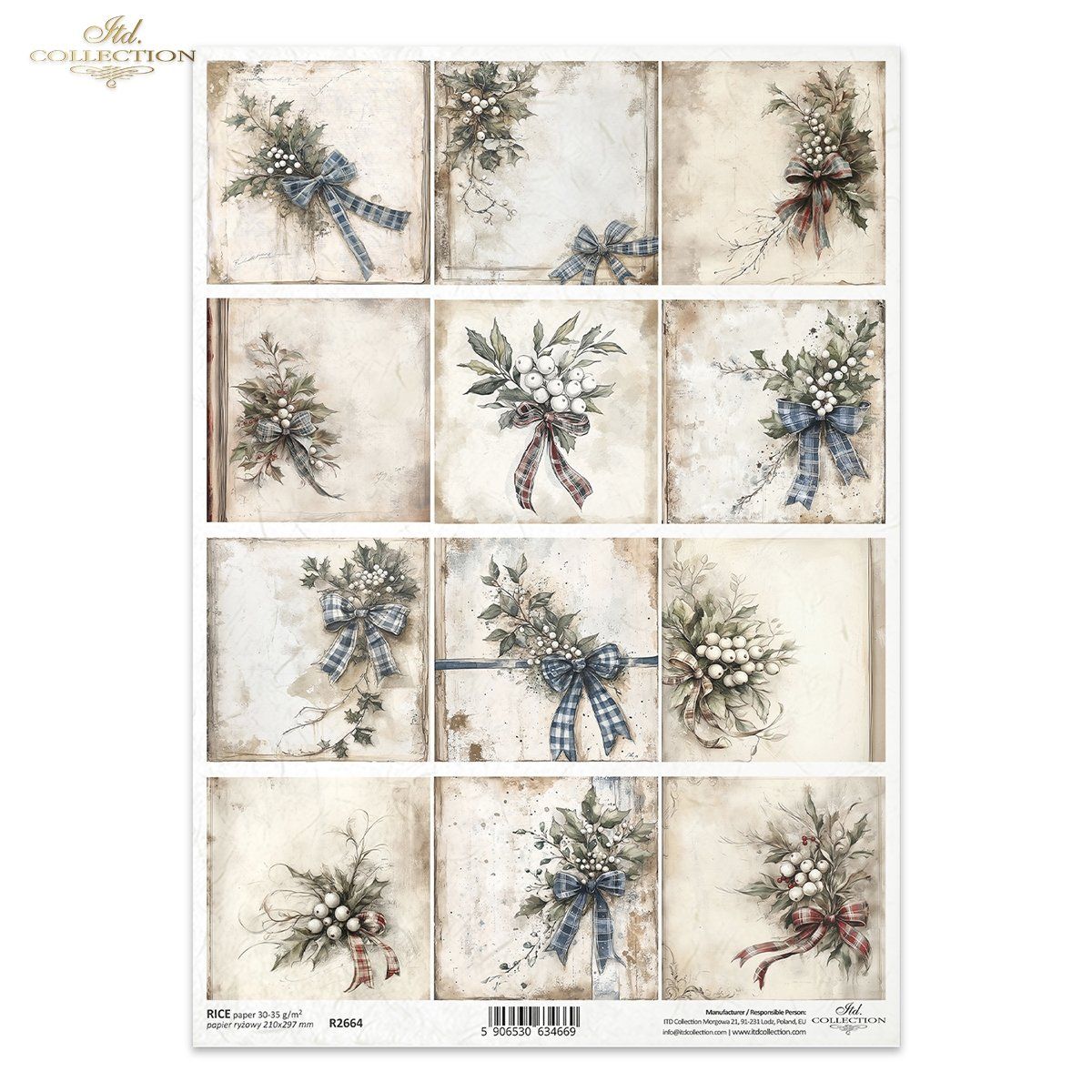 Papier de Riz Guirlandes de gui R2664